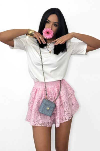 Koronkowe spódnico-spodenki La Milla jasnoróżowe