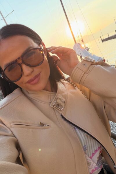 Kurtka bomberka La Milla z eko skóry beżowa