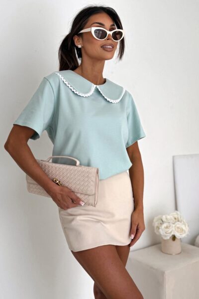 Bluzka Bocca z kołnierzykiem miętowa