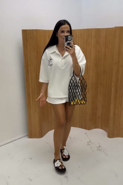 Komplet La Milla polo i szorty biały