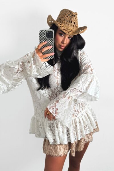 Bluzka koronkowa La Milla boho śmietankowa