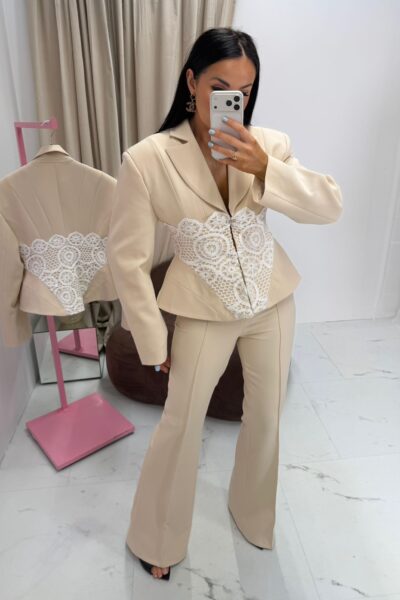 Spodnie dzwony La Milla beżowe Premium