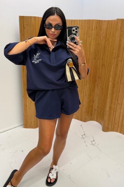 Komplet La Milla polo i szorty granatowy