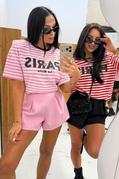 T-shirt La Milla Paris w paski czerwony