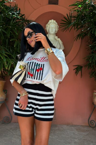 T-shirt La Milla cherry biały
