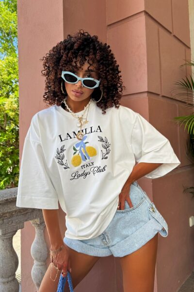 T-shirt La Milla lemon biały