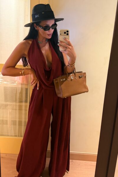 Komplet La Milla Marbella top i spodnie bordowy