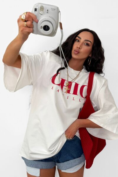 T-shirt La Milla CHIC biało-czerwony